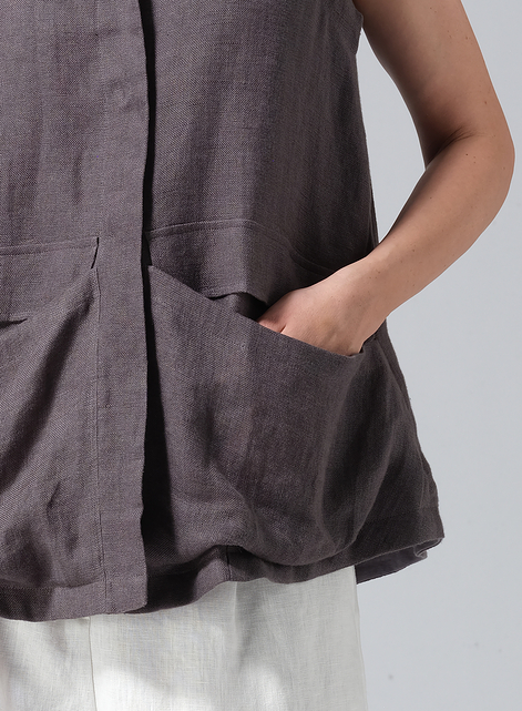 Linen Hooded Lightweight Vest