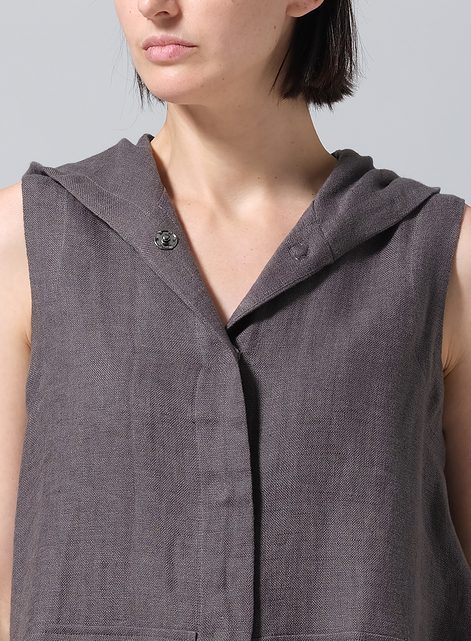 Linen Hooded Lightweight Vest