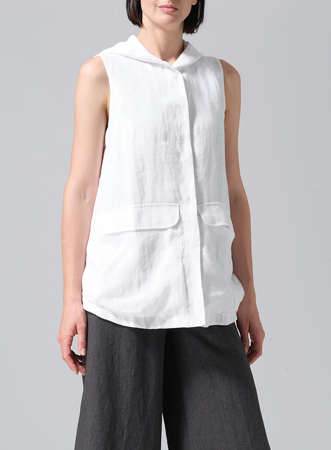 Linen Hooded Lightweight Vest