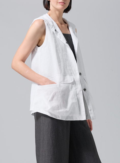 Linen Hooded Lightweight Vest