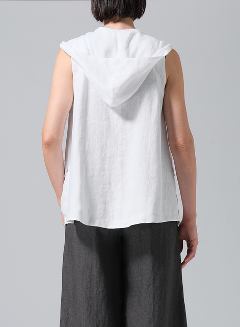 Linen Hooded Lightweight Vest