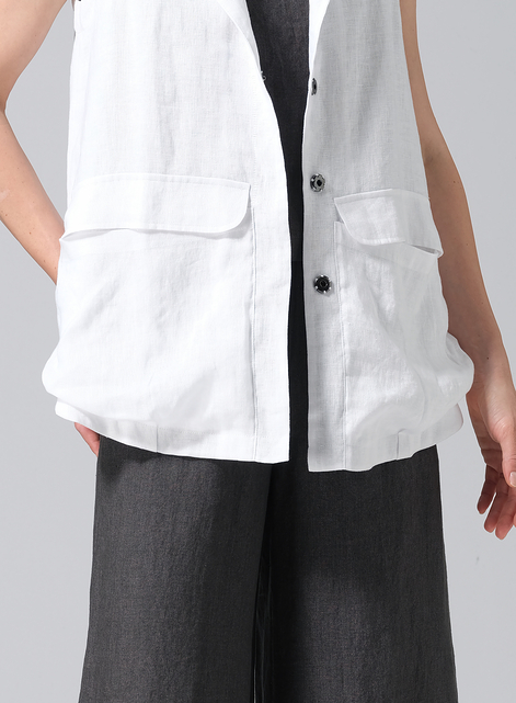 Linen Hooded Lightweight Vest
