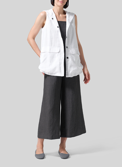 Linen Hooded Lightweight Vest
