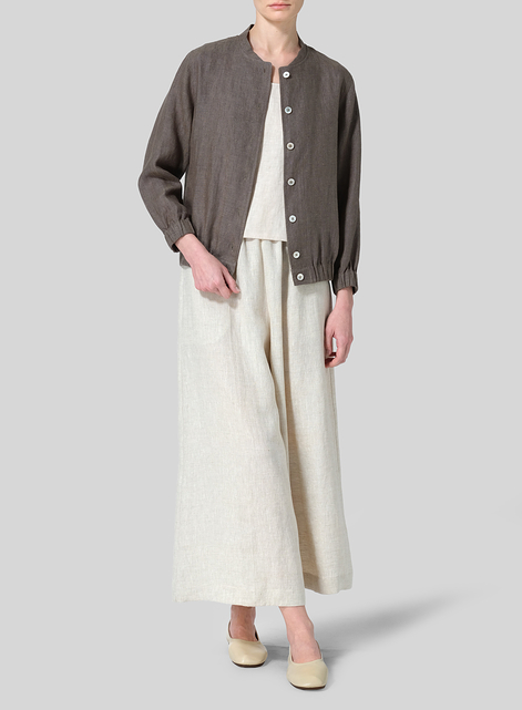 Linen Mini Stand Collar Jacket
