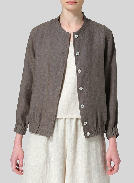 Linen Mini Stand Collar Jacket