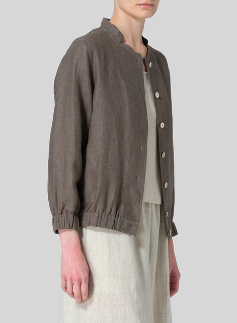 Linen Mini Stand Collar Jacket