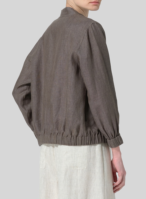 Linen Mini Stand Collar Jacket