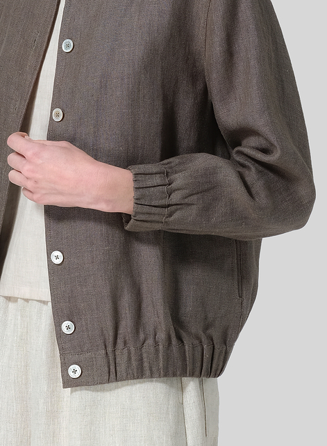 Linen Mini Stand Collar Jacket