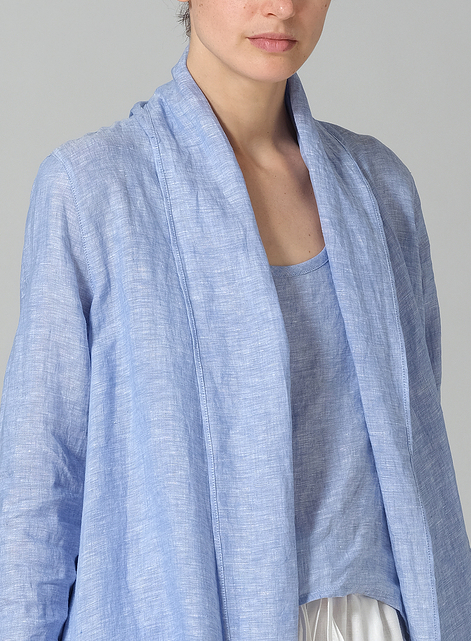 Linen Open-Front Shawl Collar Jacket