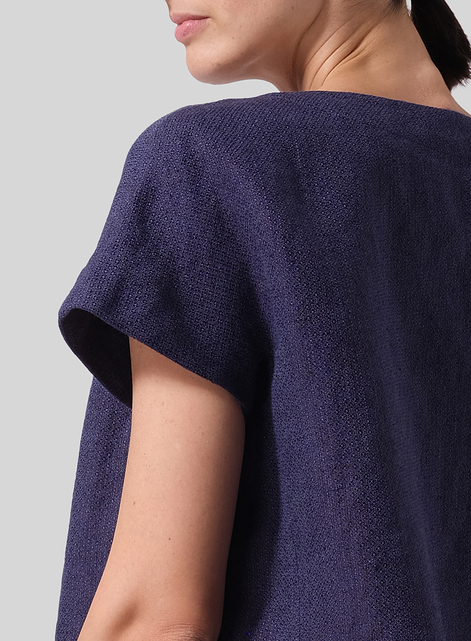 Heavy Linen Open Front Cropped Jacket