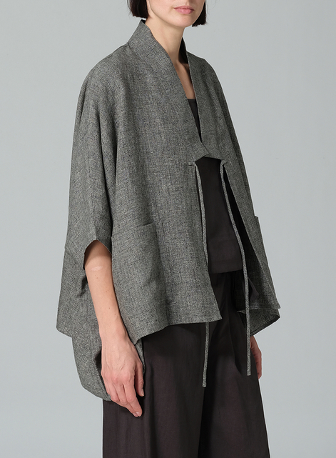 Linen Tie Rope Short Kimono Jacket