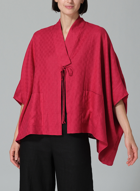 Linen Tie Rope Short Kimono Jacket