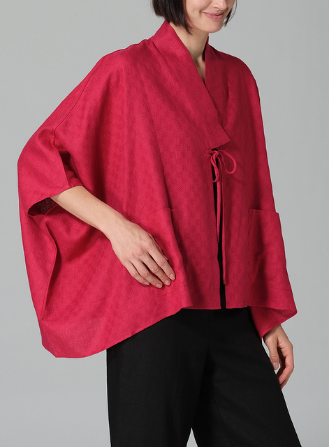 Linen Tie Rope Short Kimono Jacket
