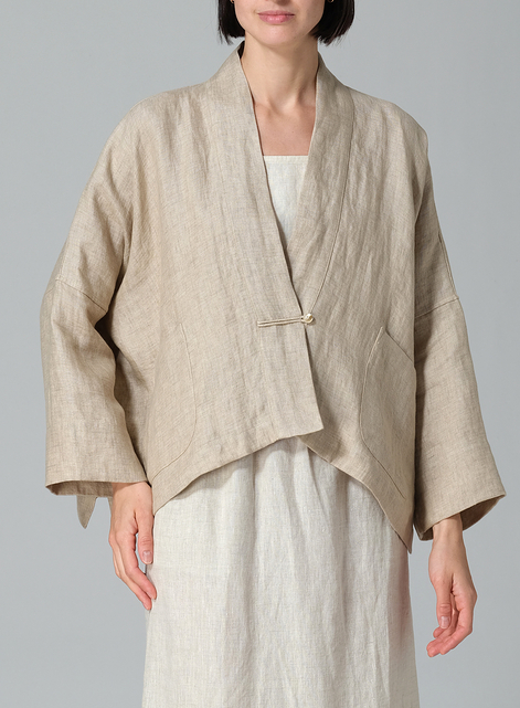 Medium Weight Linen Kimono Long Sleeve Jacket