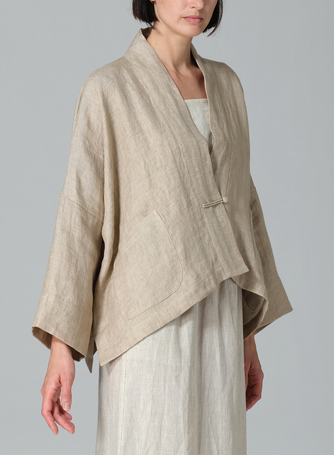 Medium Weight Linen Kimono Long Sleeve Jacket