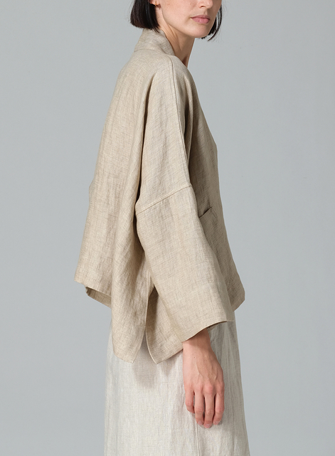 Medium Weight Linen Kimono Long Sleeve Jacket