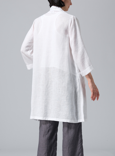 Linen Open-Front Shawl Collar Jacket