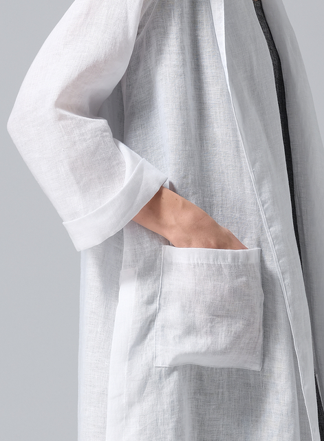 Linen Open-Front Shawl Collar Jacket