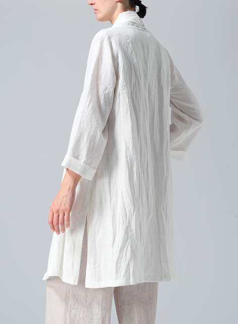 Linen Open-Front Shawl Collar Jacket