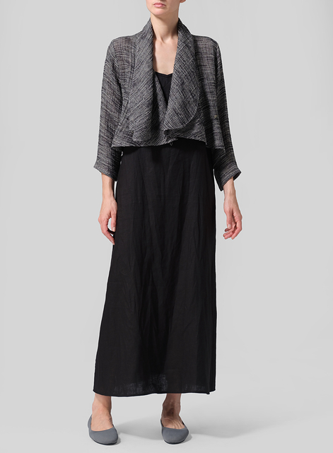 Linen Three-quarter Sleeve Shawl Collar Short Jacket