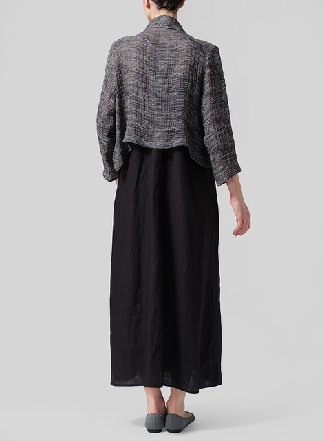 Linen Three-quarter Sleeve Shawl Collar Short Jacket