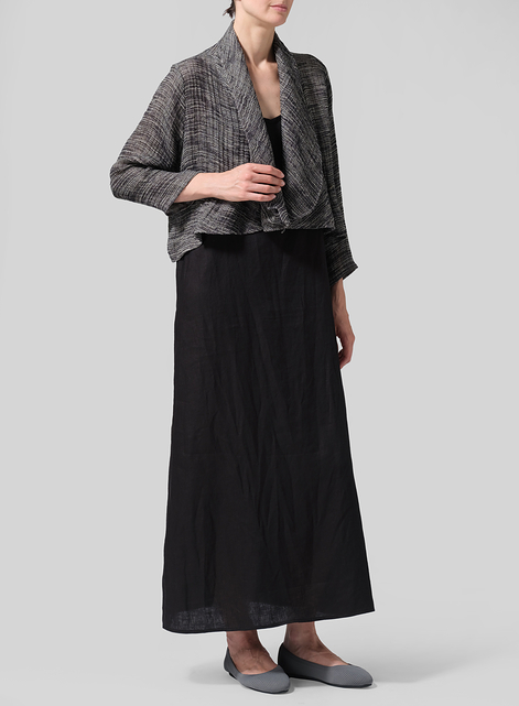 Linen Three-quarter Sleeve Shawl Collar Short Jacket