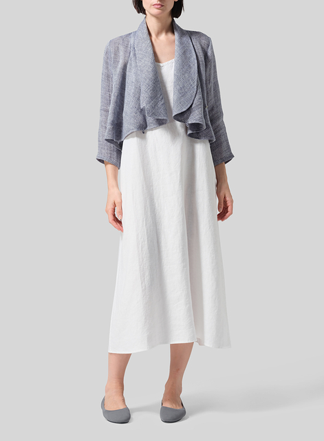 Linen Three-quarter Sleeve Shawl Collar Short Jacket