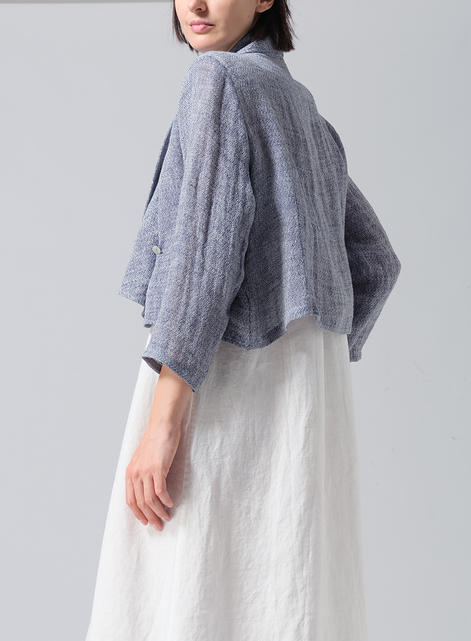 Linen Three-quarter Sleeve Shawl Collar Short Jacket