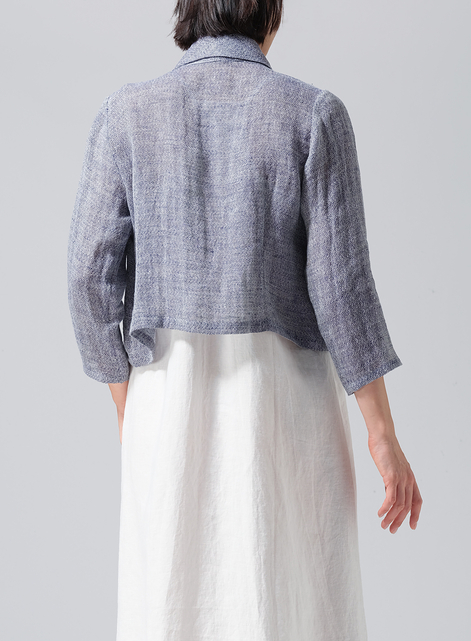 Linen Three-quarter Sleeve Shawl Collar Short Jacket