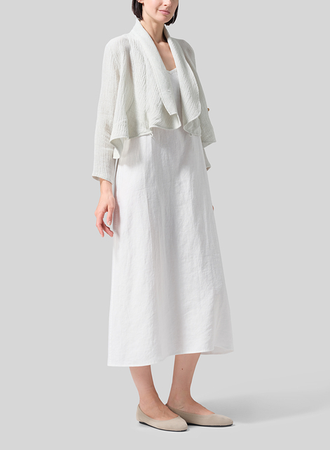 Linen Three-quarter Sleeve Shawl Collar Short Jacket