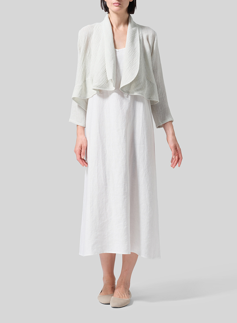 Linen Three-quarter Sleeve Shawl Collar Short Jacket