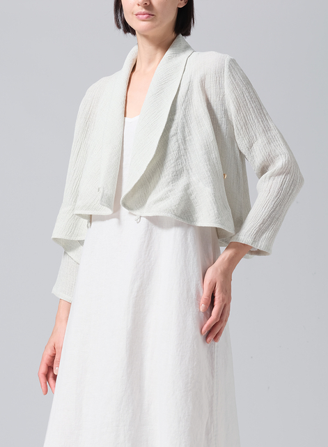 Linen Three-quarter Sleeve Shawl Collar Short Jacket