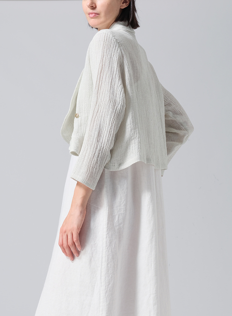 Linen Three-quarter Sleeve Shawl Collar Short Jacket