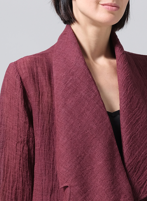 Linen Three-quarter Sleeve Shawl Collar Short Jacket