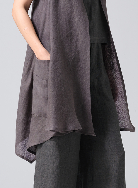 Lightweight Linen A-Line Mid-Length Vest