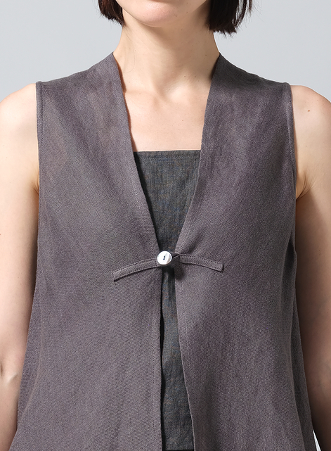Lightweight Linen A-Line Mid-Length Vest