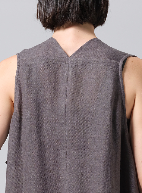 Lightweight Linen A-Line Mid-Length Vest