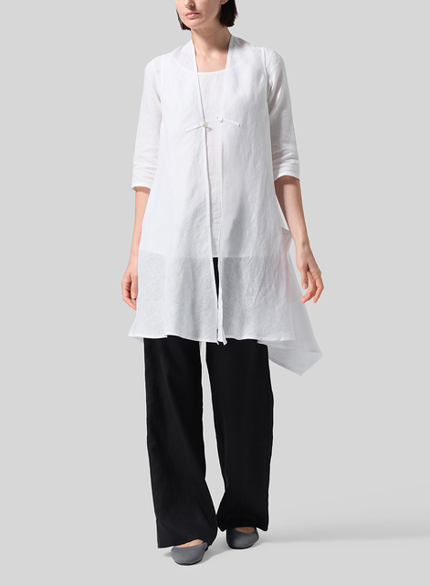 Lightweight Linen A-Line Mid-Length Vest