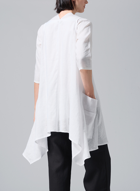 Lightweight Linen A-Line Mid-Length Vest