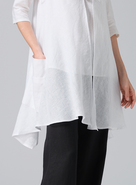 Lightweight Linen A-Line Mid-Length Vest