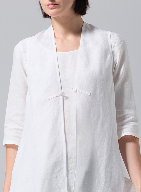 Lightweight Linen A-Line Mid-Length Vest