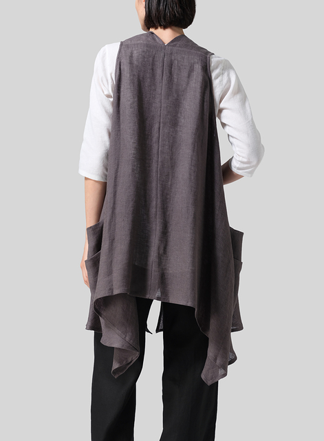 Lightweight Linen A-Line Mid-Length Vest