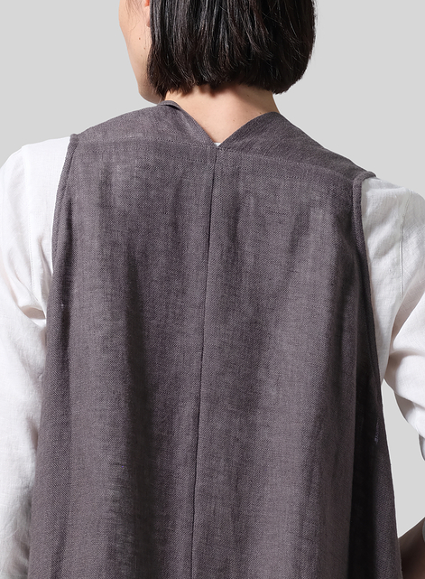 Lightweight Linen A-Line Mid-Length Vest