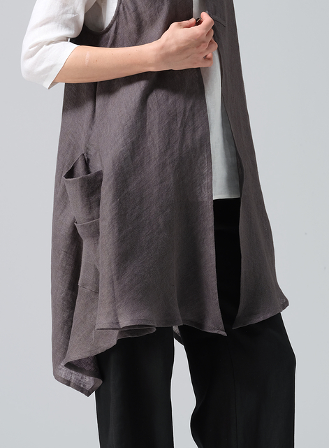 Lightweight Linen A-Line Mid-Length Vest
