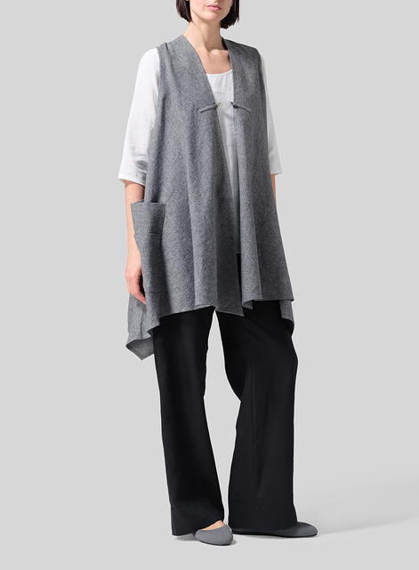 Linen A-Line Mid-Length Vest