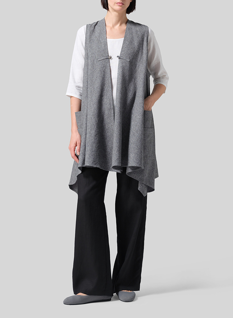 Linen A-Line Mid-Length Vest