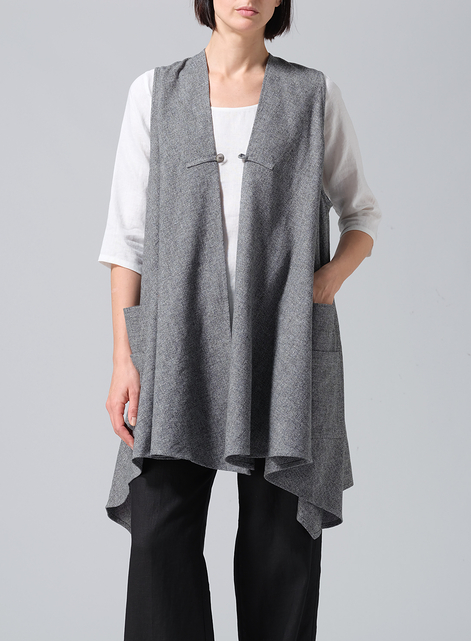 Linen A-Line Mid-Length Vest