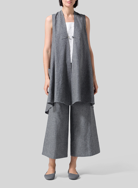 Linen A-Line Mid-Length Vest