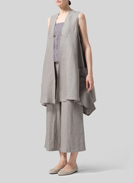 Linen A-Line Mid-Length Vest