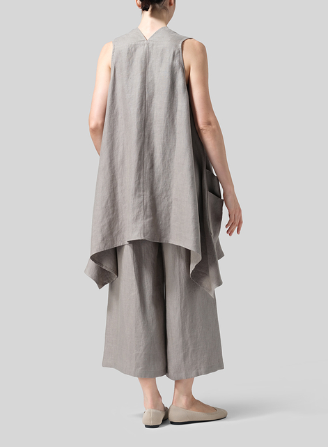 Linen A-Line Mid-Length Vest